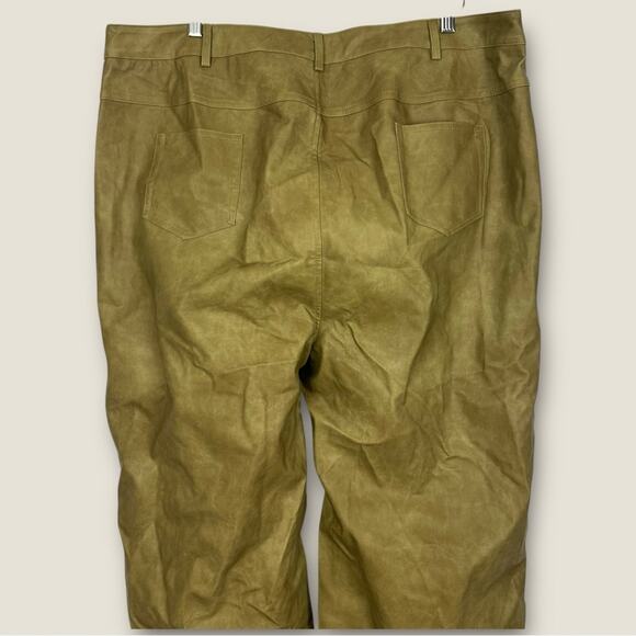 PrettyLittleThing Plus Olive Washed Faux Leather Straight Trousers Size 18 NWT - Picture 13 of 14
